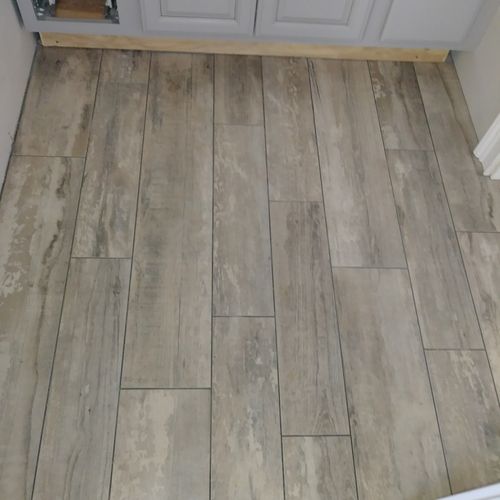 wood-look tile for bathroom entry