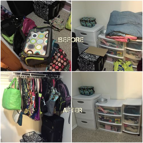 Before and after in a closet