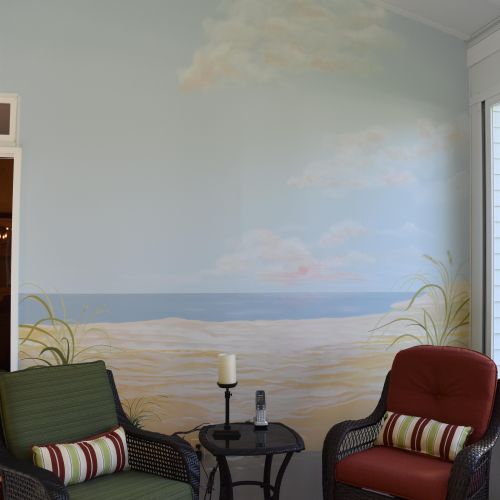 Custom Painted Mural, Florida Room.
