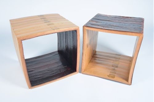 Cabernet wine barrel stave "cube" seats