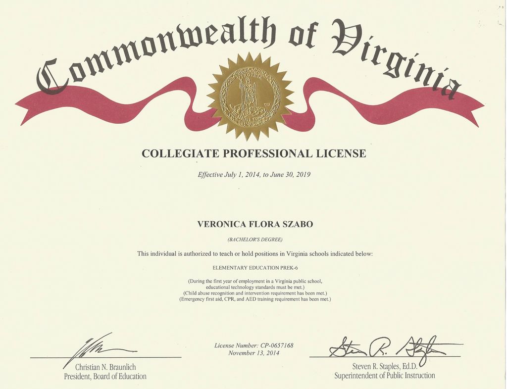 Virginia Teaching License