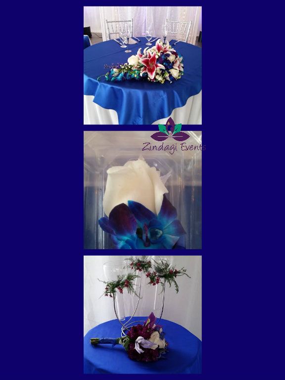 Blue wedding. This picture shows the bride's boque