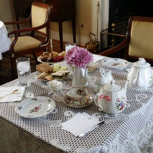 Tea service complete with antique china.