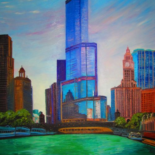 SOLD on AANTV. Chicago. Oil on canvas. 2013. 28"x2