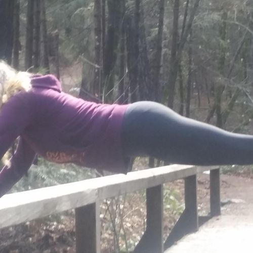pushups on the bridge on the trail