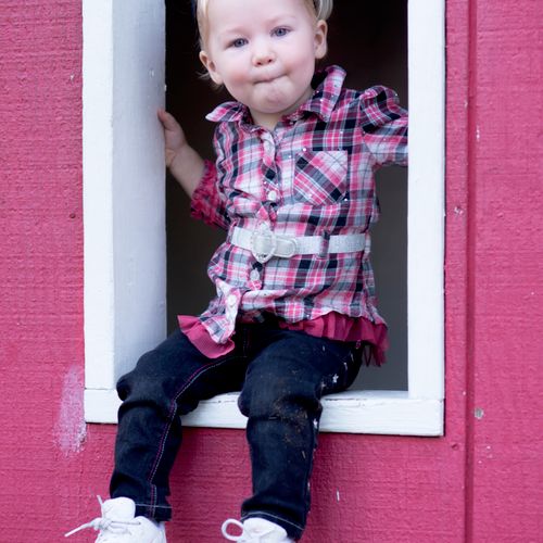 Toddler picture in window