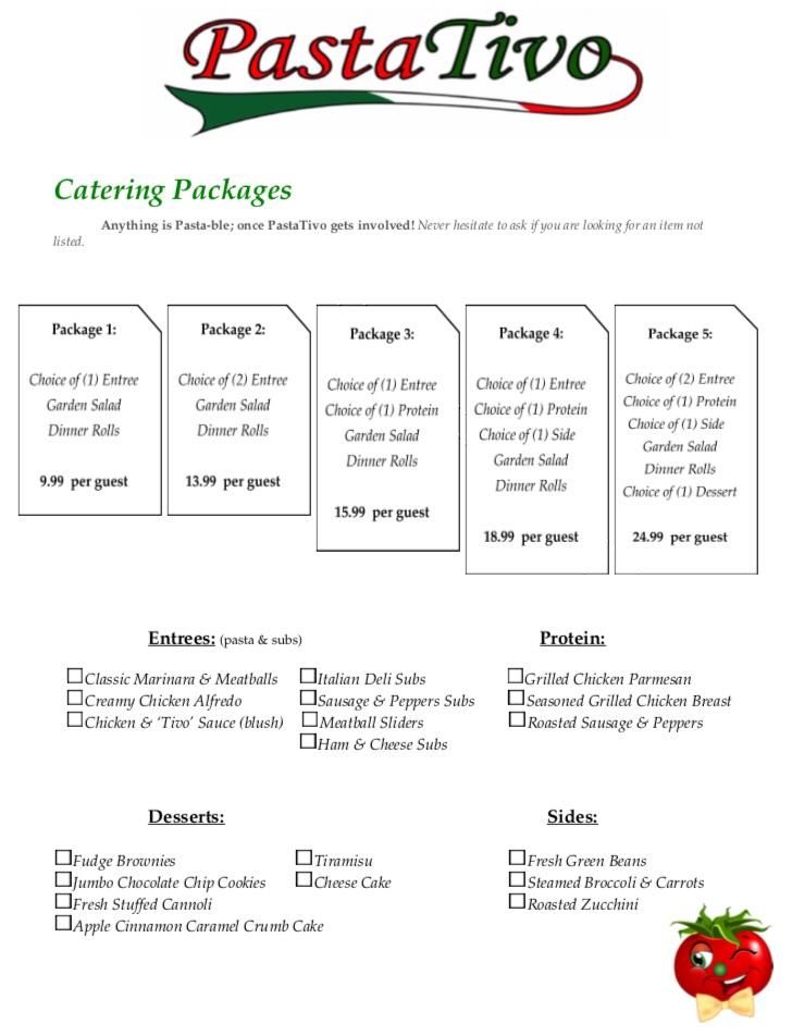 Buffet style catering packages