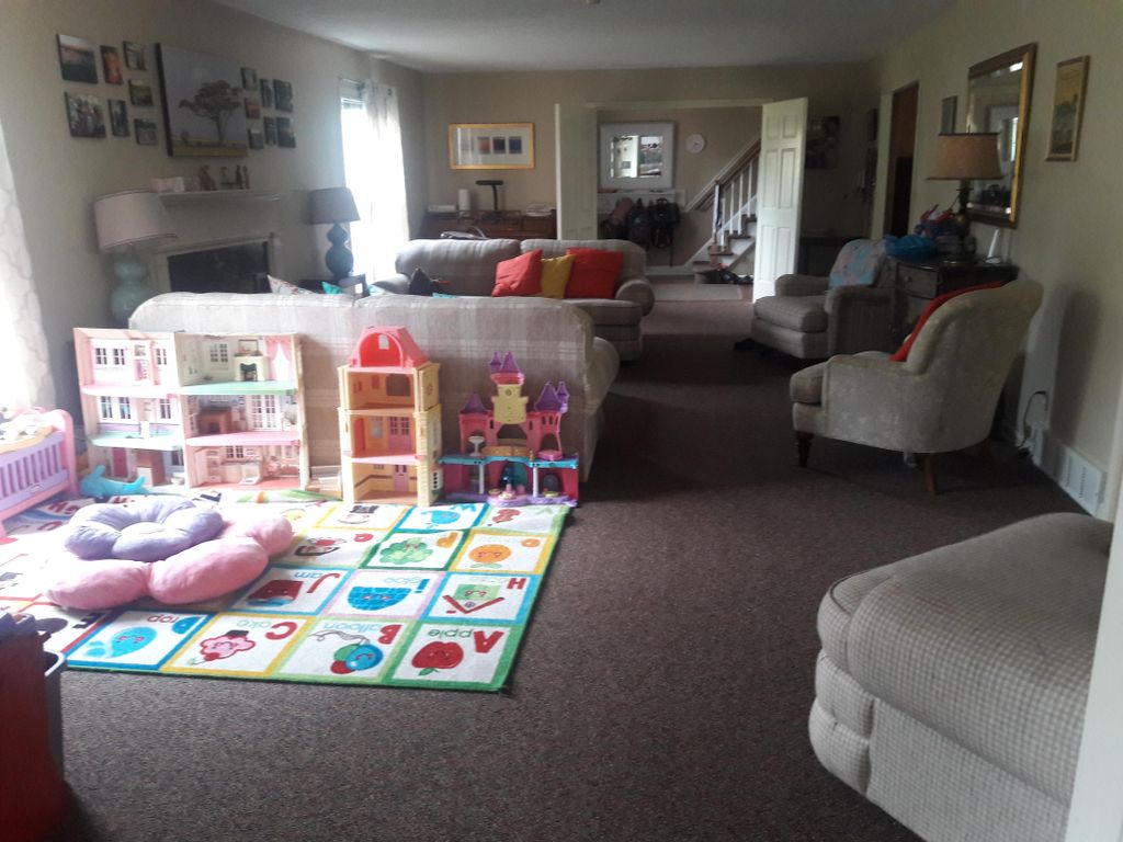 Living room family of 7 children after clean