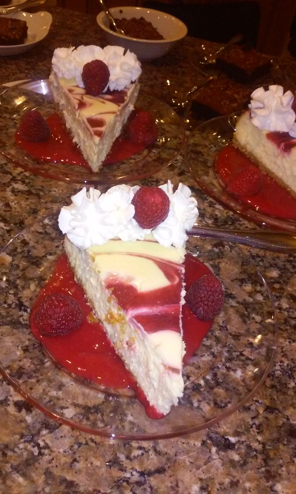White chocolate raspberry cheesecake