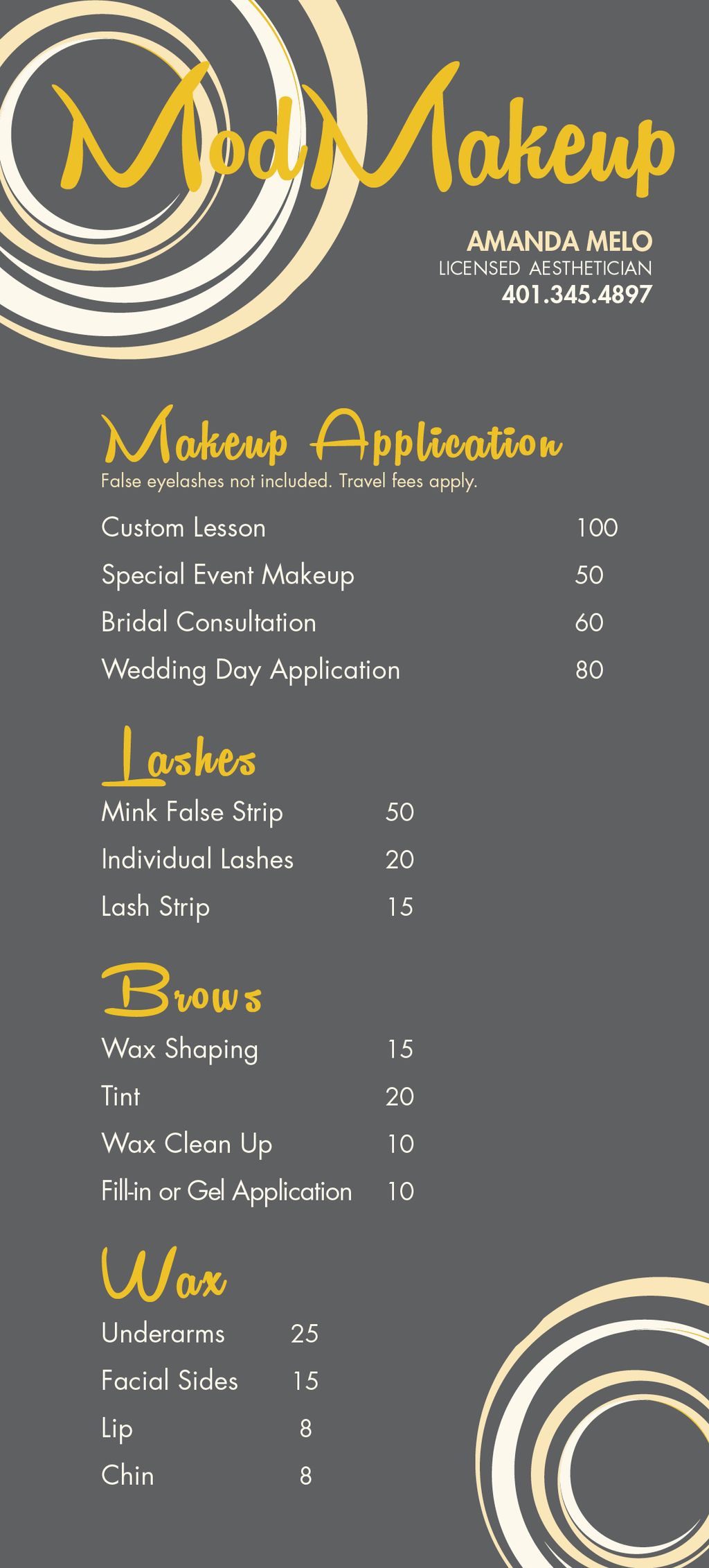 MakeUp Application Menu Card