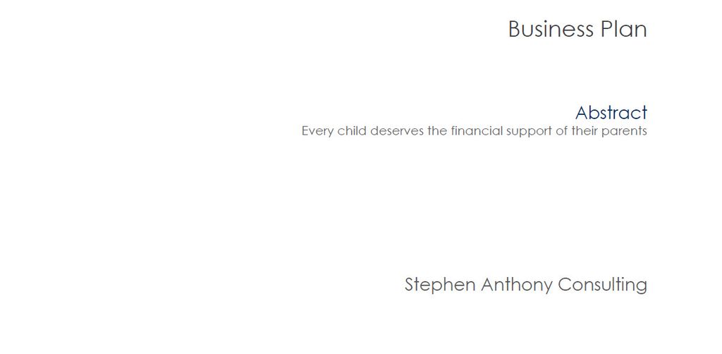 cover page for a business plan