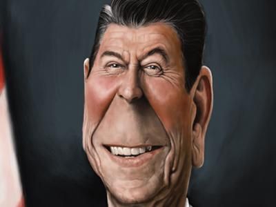 A digital painting caricature done in Photoshop of