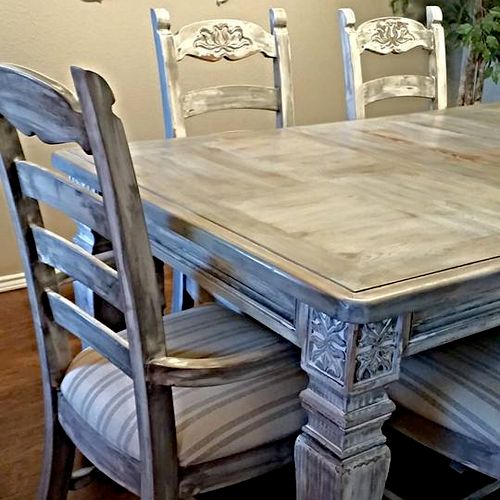 Custom rustic dining table and chairs