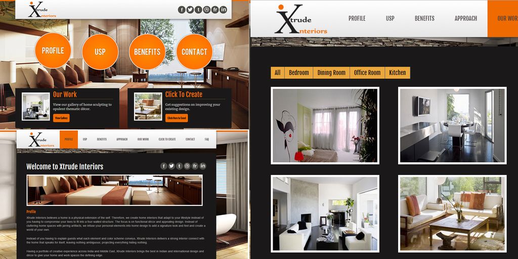 Website for Extrude Interiors, an architect firm.