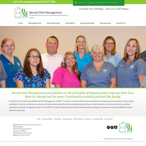 Local pain management company website done with Wo