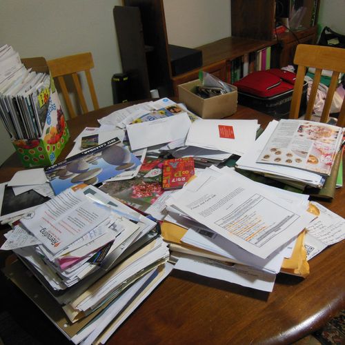 Before (D) - paper clutter cleanup
