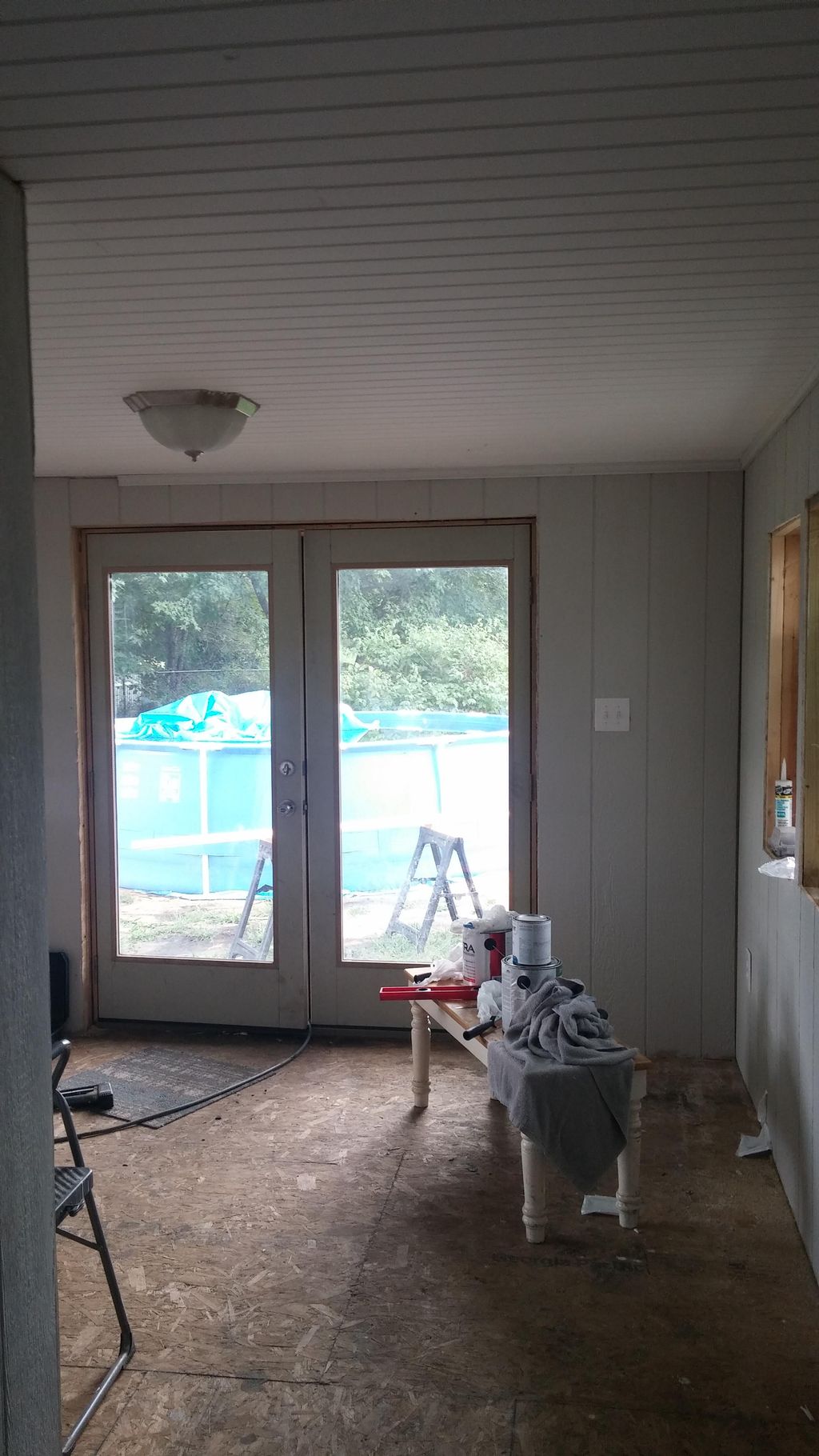 Interior after walls and ceiling
