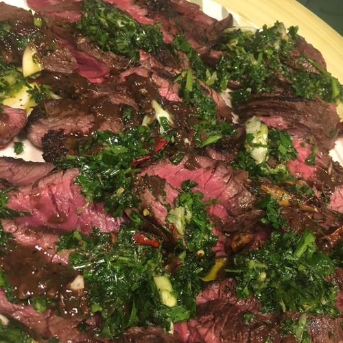 grilled hanger steak with chimichurri