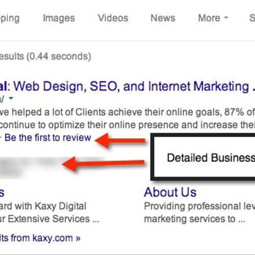Example of how Your Business listing in Google sho