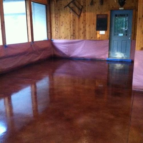 Acetone dyed interior floor
