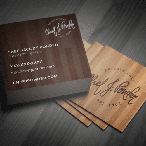 Chef Ponder Square Business Cards