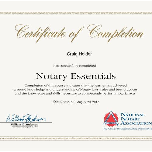 Trained Notary from the National Notary Associatio