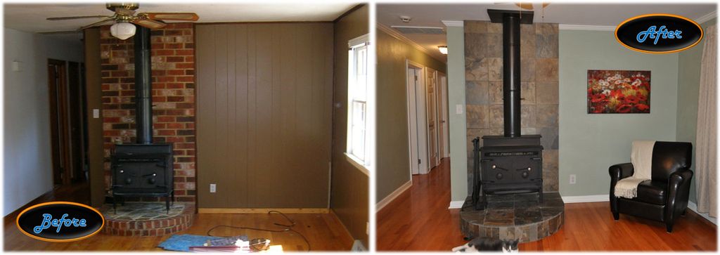 Living Room - New sheetrock, refinished wood floor