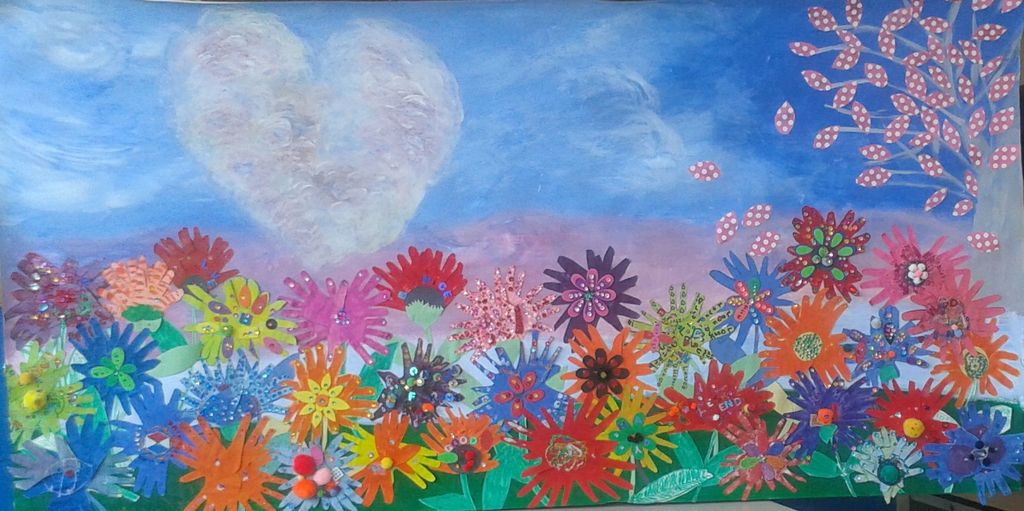 Friendship Garden, 8 foot collage mural -  Smalley