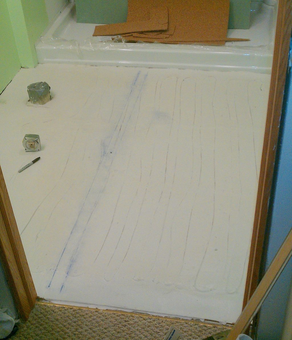 BEFORE New Bathroom Ceramic Floor Tile Installatio