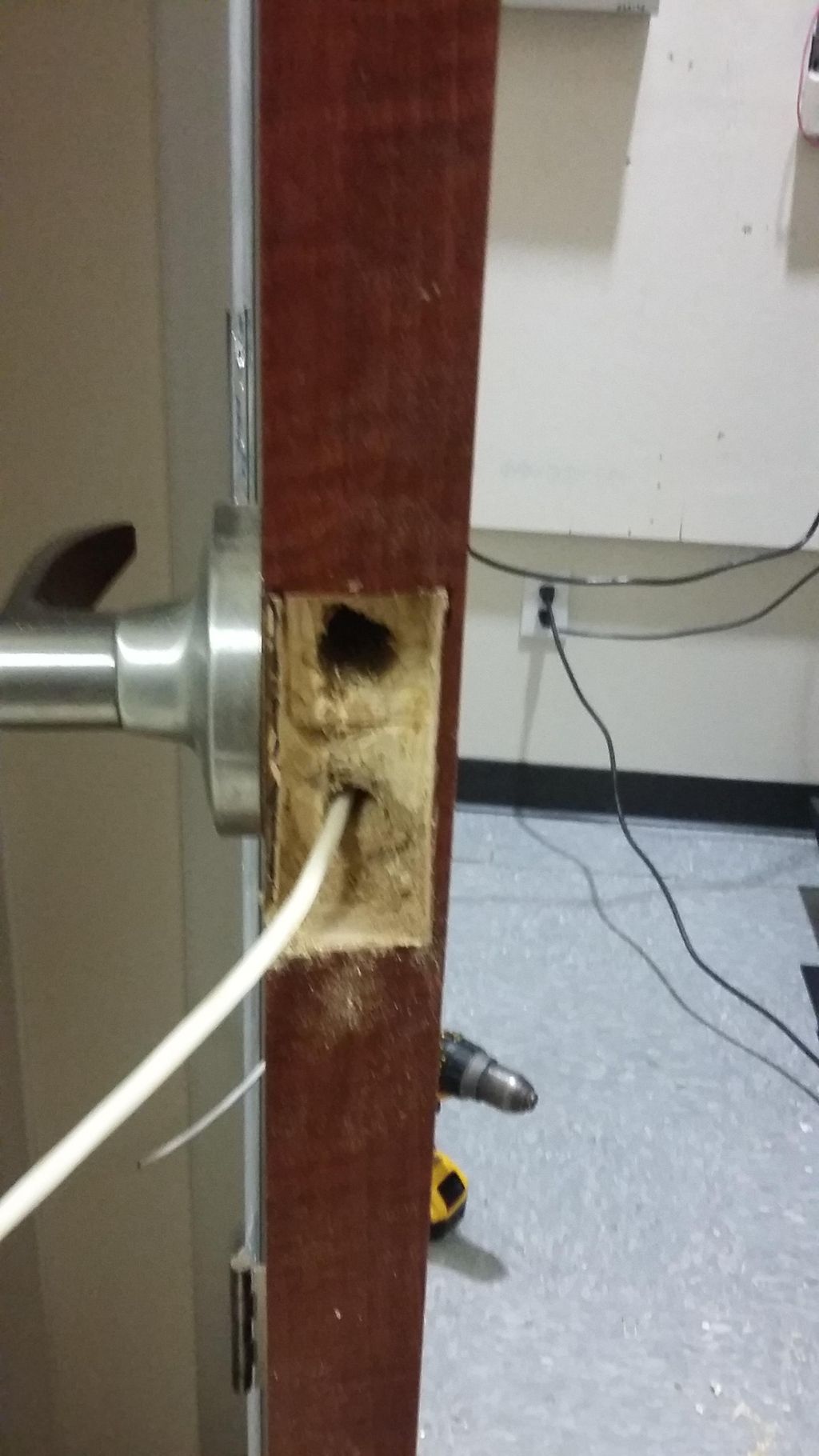 boring a hole for a customer to put in an electrif