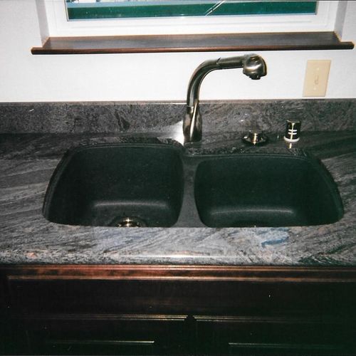 New kitchen sink, cabinet and granite counter top 