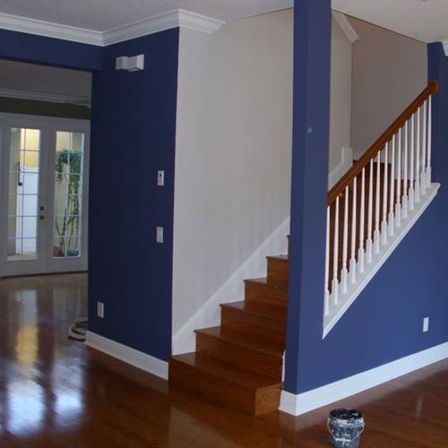 Re-painted hallway from white to blue