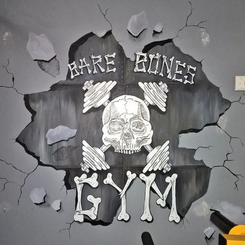Bare Bones Gym wall mural, 4'x4', 2016