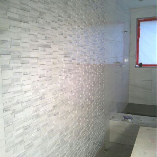 Marble wall tile with accent wall