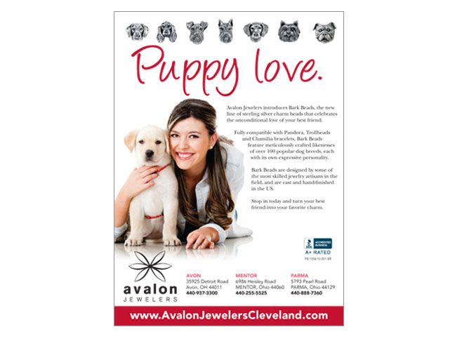 Full page ad for a jeweler, advertising their new 