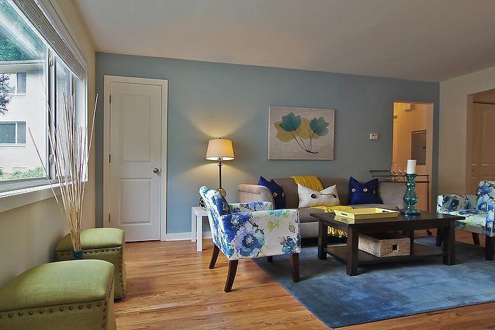 This is an apartment living room staged for an ope