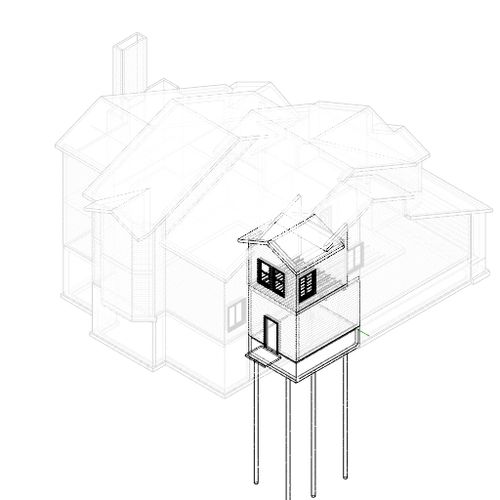 Revit Model showing 300 SF addition on to existing