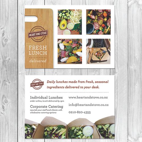 Promo postcards for delivered fresh lunches for Ne