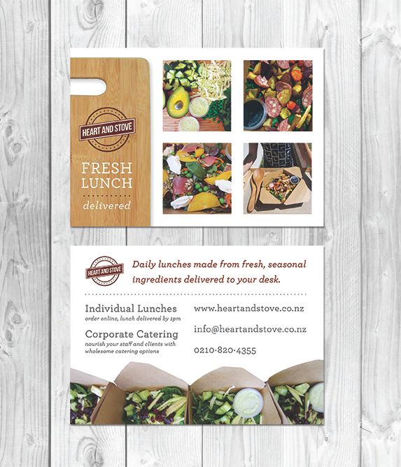 Promo postcards for delivered fresh lunches for Ne