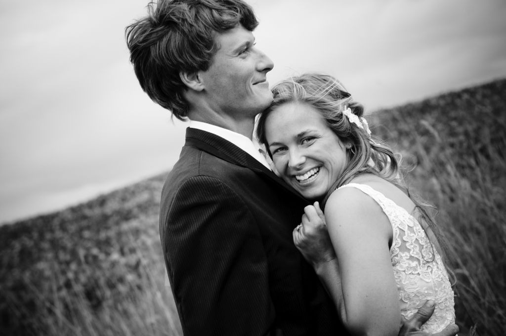 A candid moment between bride and groom during an 
