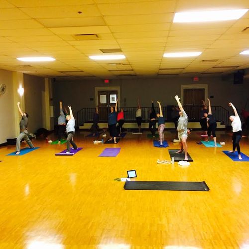 Sunday morning yoga class at the YMCA.