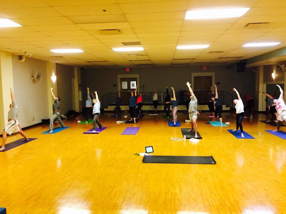 Sunday morning yoga class at the YMCA.