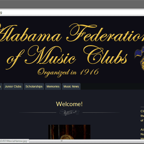 Alabama Federation of Music Clubs - website design
