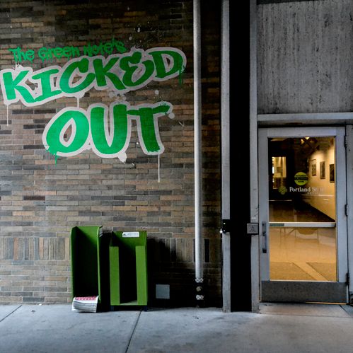 Cover of The Green Note's new album, KICKED OUT. P