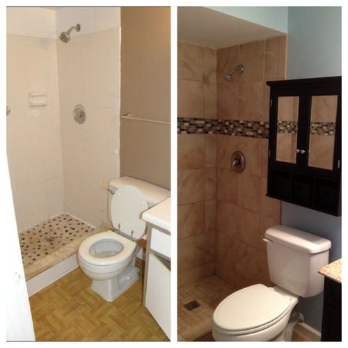This small master bath was a complete redo. The sh