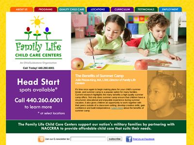 Family Life Child Care Centers:

A colorful tabbed
