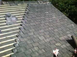 Rock slate over new underlayment and runners in fr