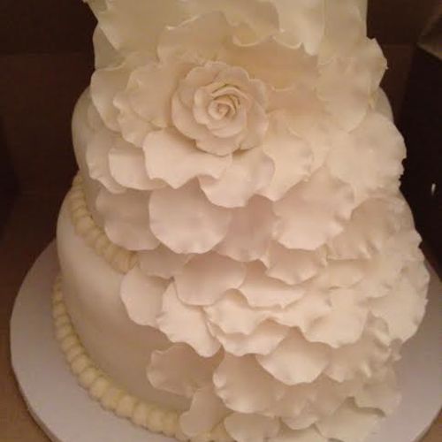 Three tiered "petal" cake.  All petals and flower 