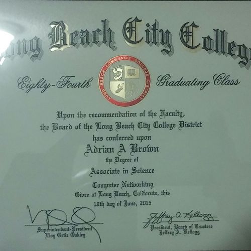 Associate Degree in Computer Networking obtained J