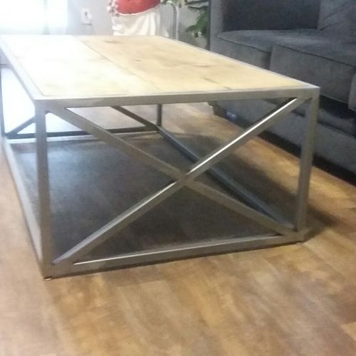 Finished Steel Coffee Table with
Repurposed wood t